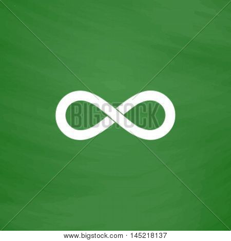 Infinity. Flat Icon. Imitation draw with white chalk on green chalkboard. Flat Pictogram and School board background. Vector illustration symbol
