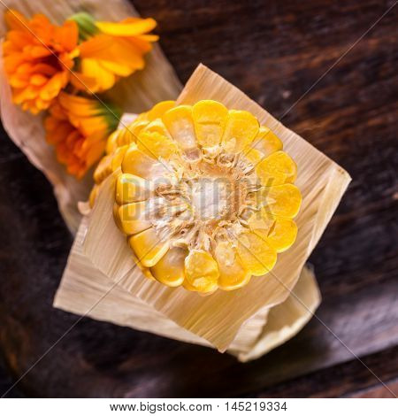 Top View On Sweet Corn Portions