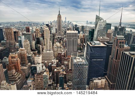 New York City midtown panorama arial view