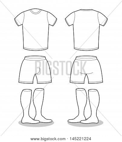 Sample For Sports Clothing Soccer. T-shirt, Shorts And Socks Template For Design. Football Shape Bla