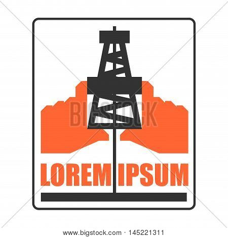 Oil Production Logo. Petroleum Industry Sign. Logo For Petrol Processing. Naphthal Rig Workers And H