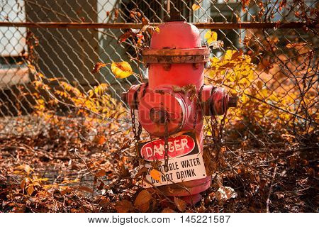 Abandoned fire hydrant in old factory plant
