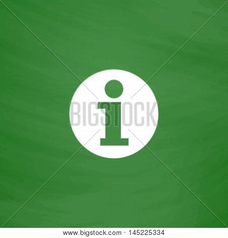 Information. Flat Icon. Imitation draw with white chalk on green chalkboard. Flat Pictogram and School board background. Vector illustration symbol