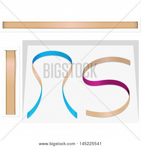 Silk ribbons set on a white background. Vector illustration
