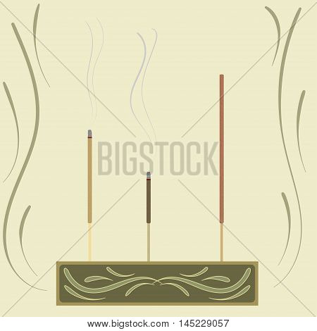 Vector aroma sticks on a stand with a pattern