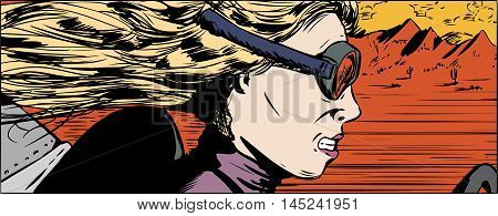 Side View Of Woman Racing Car