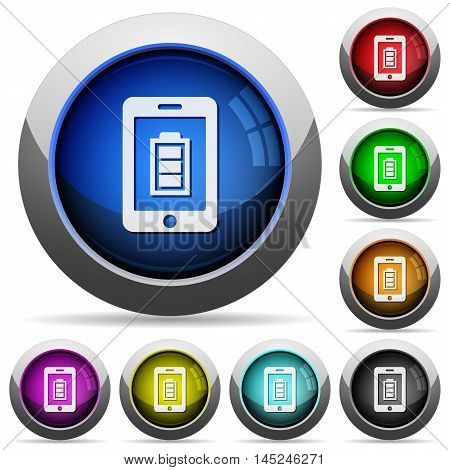Set of round glossy mobile charging buttons. Arranged layer structure.