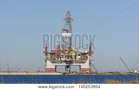 Offshore Oil Rig on Shore near Port Aransas Texas