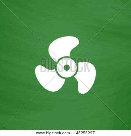 Propeller. Flat Icon. Imitation draw with white chalk on green chalkboard. Flat Pictogram and School board background. Vector illustration symbol