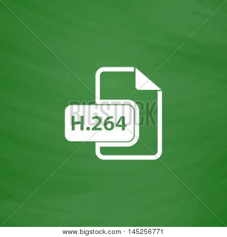 H264 video file extension. Flat Icon. Imitation draw with white chalk on green chalkboard. Flat Pictogram and School board background. Vector illustration symbol