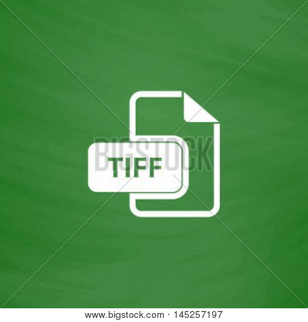 TIFF image file extension. Flat Icon. Imitation draw with white chalk on green chalkboard. Flat Pictogram and School board background. Vector illustration symbol