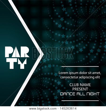 party tipography celebration night card advertising icon. Squares background. Vector illustration