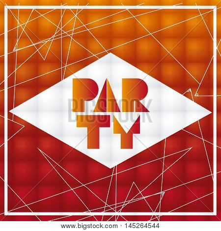 party tipography celebration night card advertising icon. Colorful design. Squares and frame background. Vector illustration