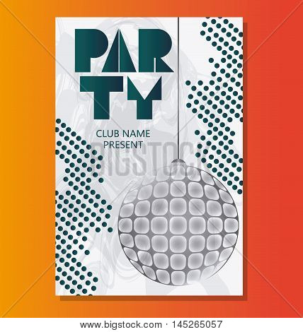 disco sphere shiny party tipography celebration night card advertising icon. Colorful design. Vector illustration