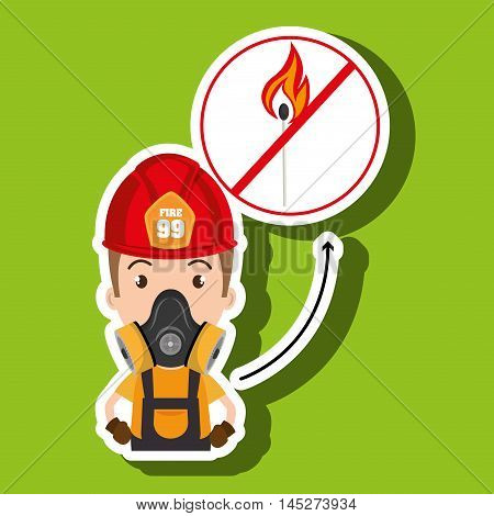 man fire helmet mask vector illustration graphic