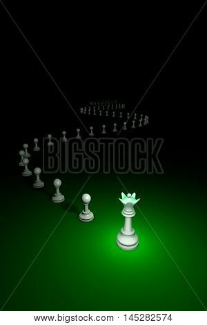 Flexible Policy. Vertical chess composition. Available in high-resolution and several sizes to fit the needs of your project. 3D render illustration. Black background layout with free text space.