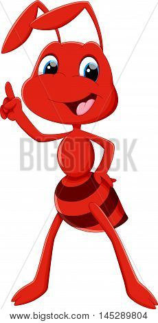 Vector illustration of cute ant cartoon thumb isolated on white background