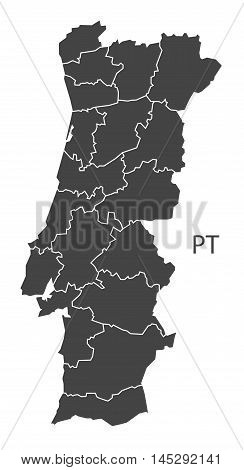 Portugal map with districts grey vector isolated high res