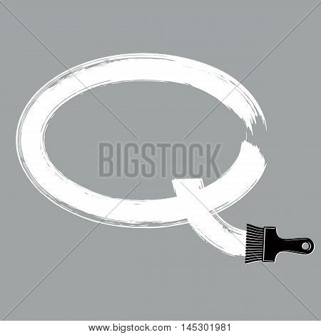 Vector speech bubble drawn with painting brush conversation sign can be used in web design. Monochrome smudge think bubble symbol made with brushstrokes idea concept.