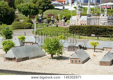 Brussels, Belgium - 13 May 2016: Miniatures At The Park Mini-europe - Reproductions Of Monuments In