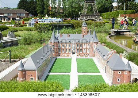 Brussels, Belgium - 13 May 2016: Miniatures At The Park Mini-europe - Reproductions Of Monuments In