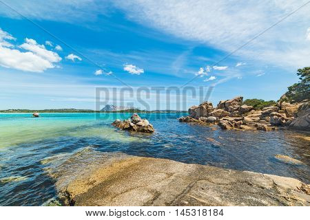 Rocks in Cala Brandinchi coastline in Sardinia