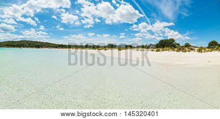 panoramic view of Cala Brandinchi on a cloudy day Sardinia