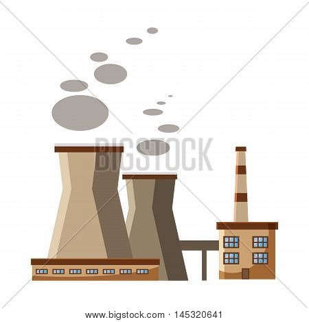 Industrial plant with pipes icon in cartoon style isolated on white background. Production symbol