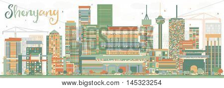Abstract Shenyang Skyline with Color Buildings. Vector Illustration. Business Travel and Tourism Concept with Modern Buildings. Image for Presentation Banner Placard and Web Site.