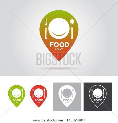 Food point sign, emblem, label. Fast food restaurant symbol. Vintage vector illustration