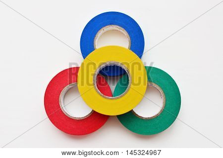 colored insulating tape on a white background
