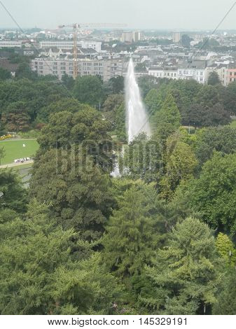 Top view of Fountain in Hamburg Planten und Blomen