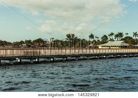 Cape Coral, Florida. View from wooden pier on Cape Coral.