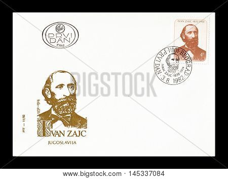 YUGOSLAVIA - CIRCA 1982 : Cancelled First Day Cover letter printed by Germany, that shows Ivan Zajc.