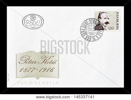 YUGOSLAVIA - CIRCA 1977 : Cancelled First Day Cover letter printed by Yugoslavia, that shows Petar Kocic.