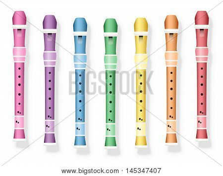 Recorder - colorful set. Isolated vector illustration on white background.