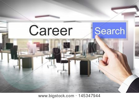 websearch career blue search button modern office 3D Illustration