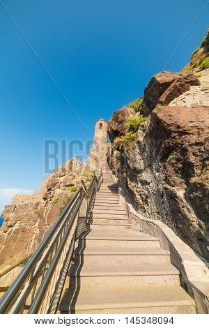 Stairs to Sant'Antonio cathedral in Castelsardo Sardinia