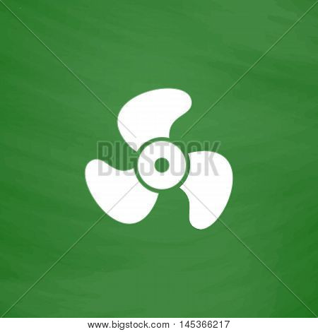 Propeller Simple line vector button. Imitation draw with white chalk on blackboard. Flat Pictogram and School board background. Outine illustration icon