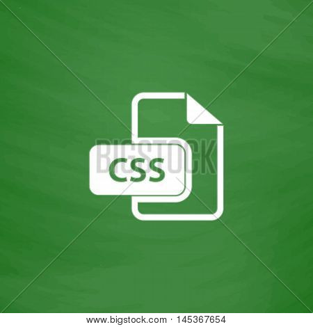 CSS Simple line vector button. Imitation draw with white chalk on blackboard. Flat Pictogram and School board background. Outine illustration icon