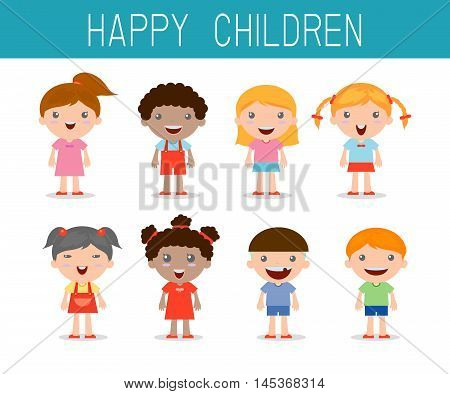 happy children set, happy , kid symbol child , Vector illustration