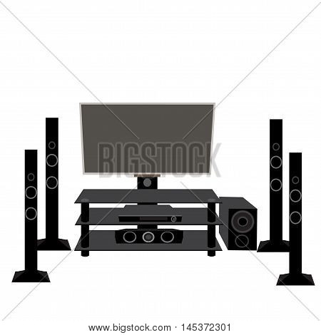 Set HI-FI consumer electronics: TV and audio equipment 5.1 vector illustration
