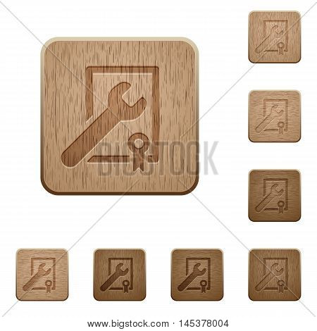 Set of carved wooden Award winning support buttons in 8 variations.