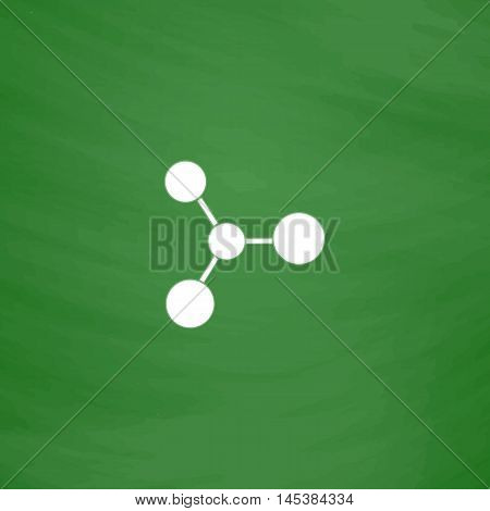Molecule Simple line vector button. Imitation draw with white chalk on blackboard. Flat Pictogram and School board background. Outine illustration icon