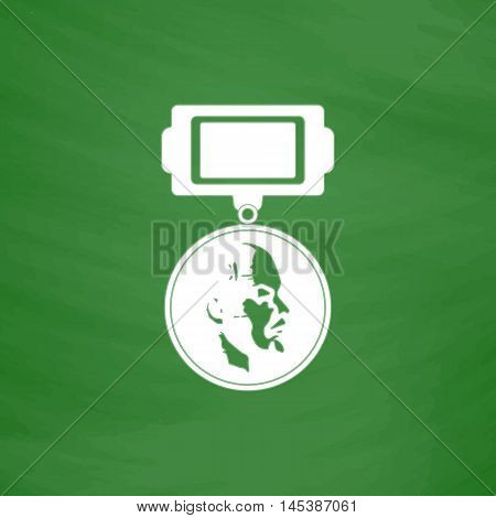 USSR Order Simple line vector button. Imitation draw with white chalk on blackboard. Flat Pictogram and School board background. Outine illustration icon