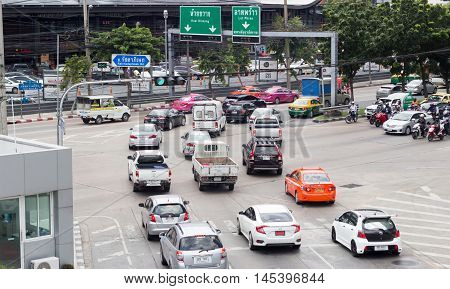 Heavy Trafic Junction Of Bangkok