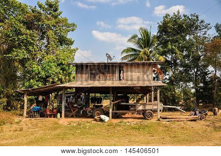 Thai farmer house in countryside in North Eastern of Thailand