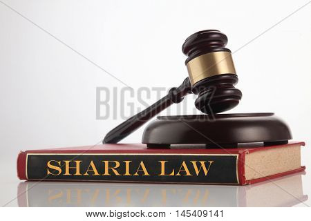 gavel hammer on top of law book