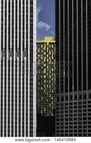 close up skyscrapers vertical lines monochrome colour