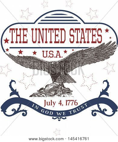 July 4Th U.s. Independence Day Template With Eagle